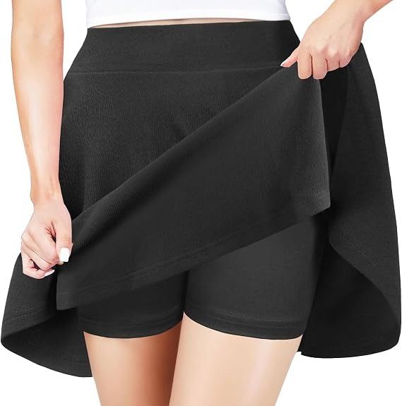 Black Skater Skirt With Built-In Shorts imagen 3
